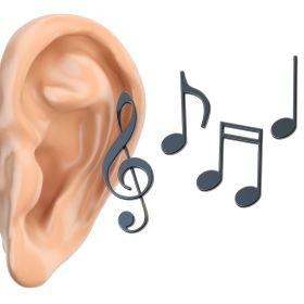 Billede af øre der strømmer musik ud fra